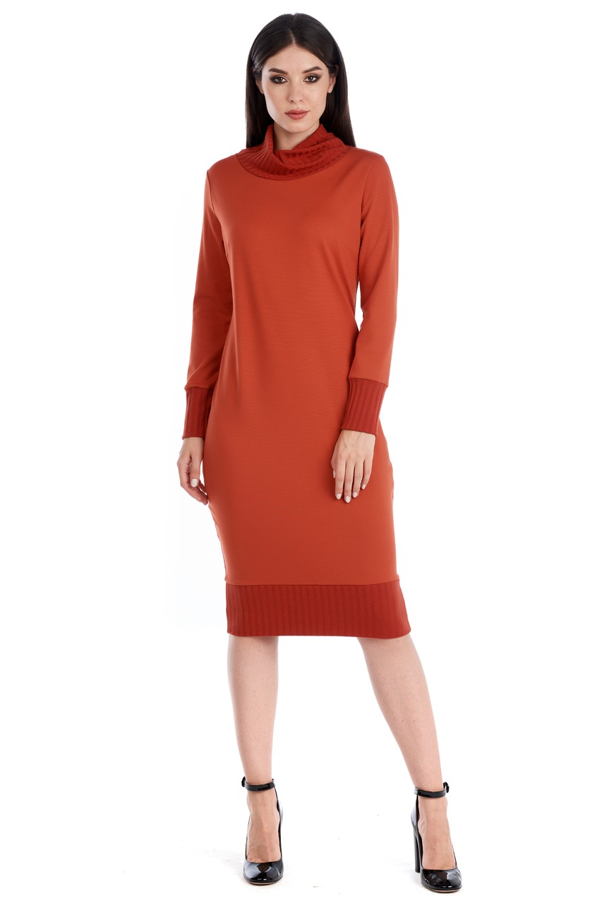 Терракотовое платье женское W01099