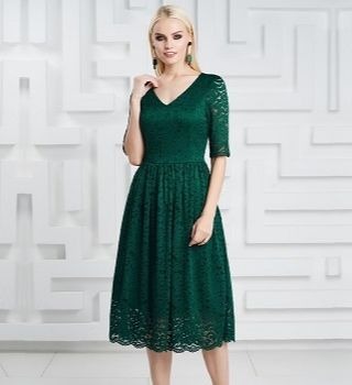 Зеленое гипюровое платье 1357