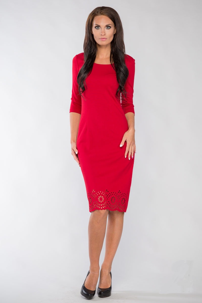 Красное платье LalaStyle 1098-40