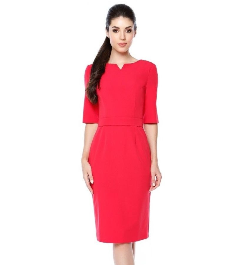 Красное платье в офис 1272-04