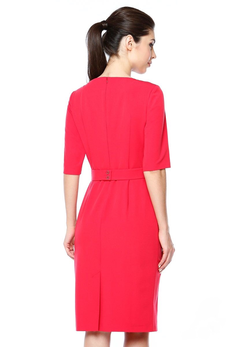 Красное платье в офис Lala Style 1272-04