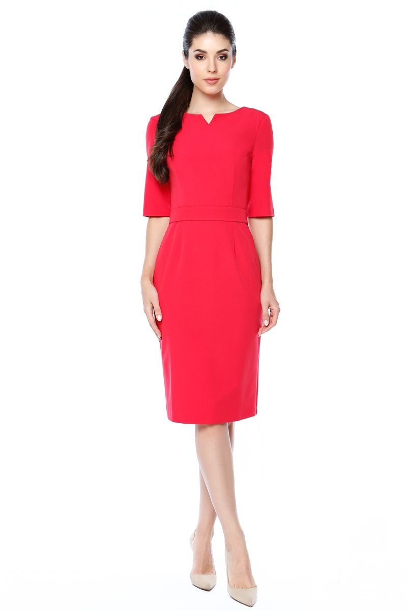 Красное платье в офис 1272-04