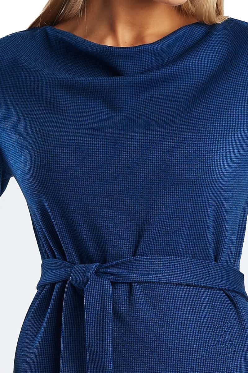 Женское синие платье с поясом 1295-118