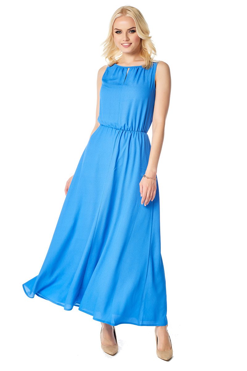 голубое длинное платье