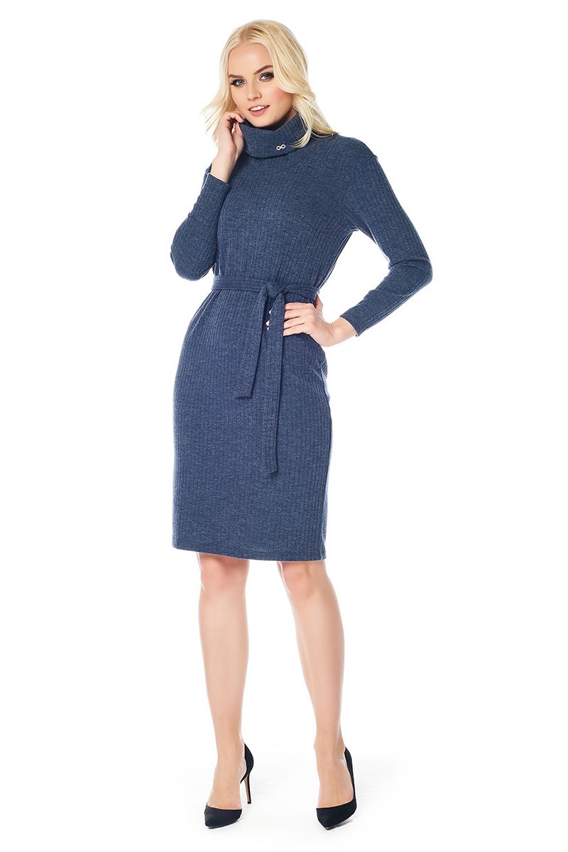 Модное синие платье LalaStyle W01018