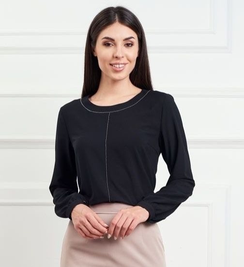 Красивая черная блузка LalaStyle 1313-149