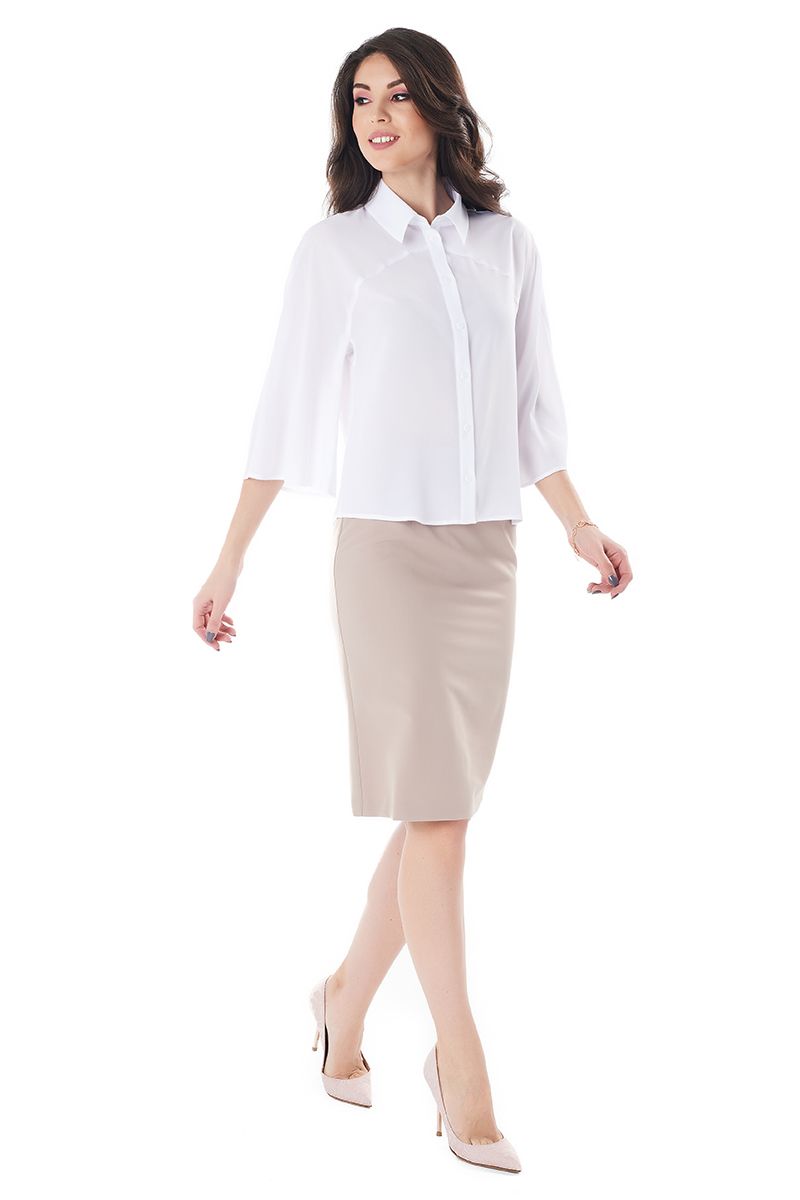 Белая офисная блузка LalaStyle 1373