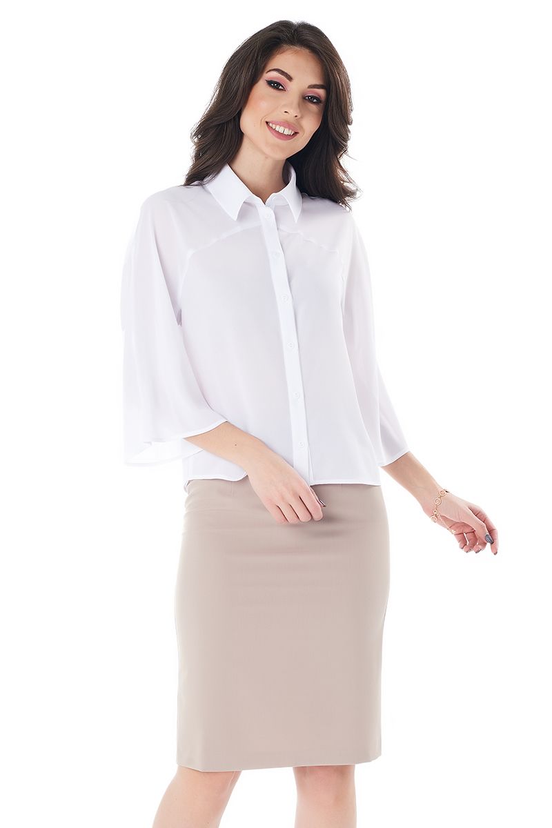 Белая офисная блузка LalaStyle 1373