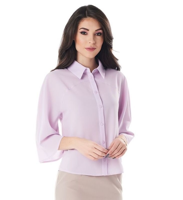 Сиреневая офисная блузка LalaStyle 1373