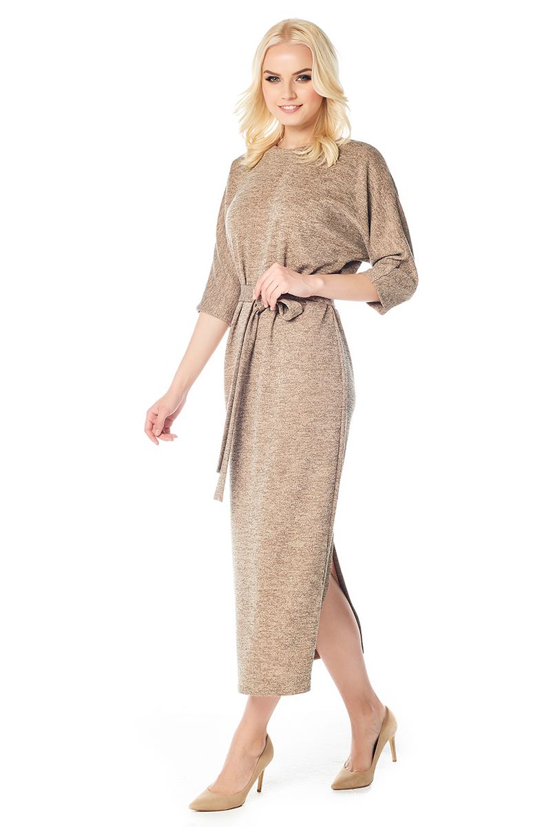 Стильное платье золотого цвета LalaStyle W01068