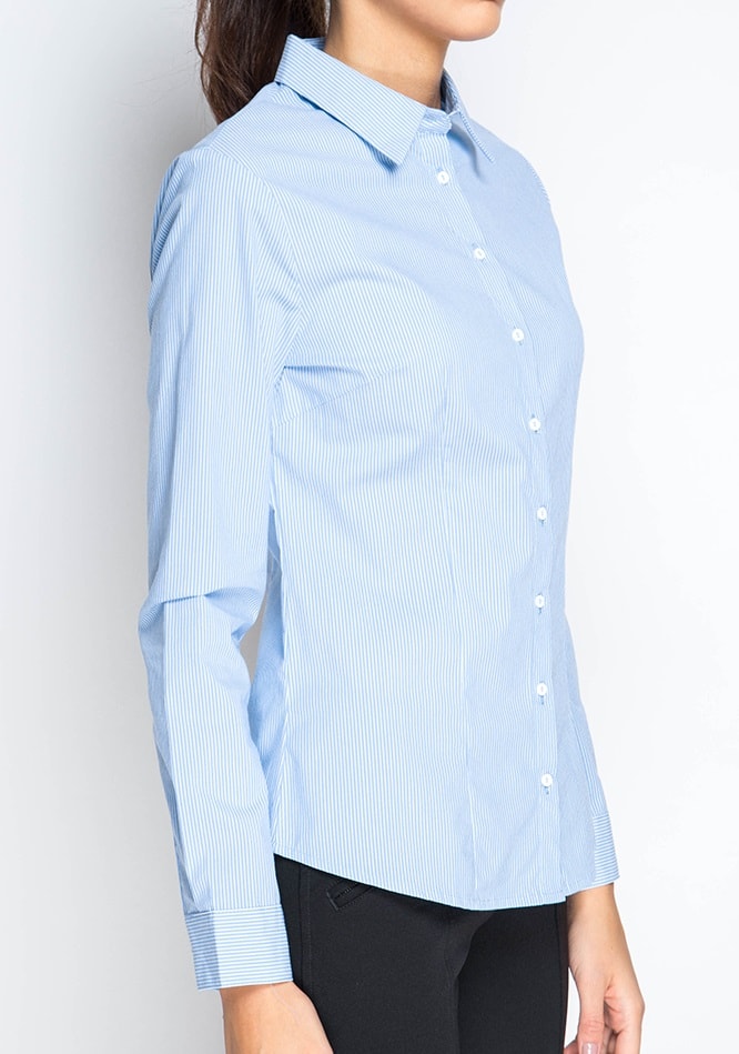 Голубая женская рубашка в полоску Marimay 281-1556