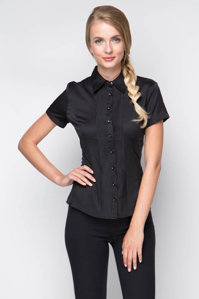 Черная рубашка с коротким рукавом Marimay 905-1239-1