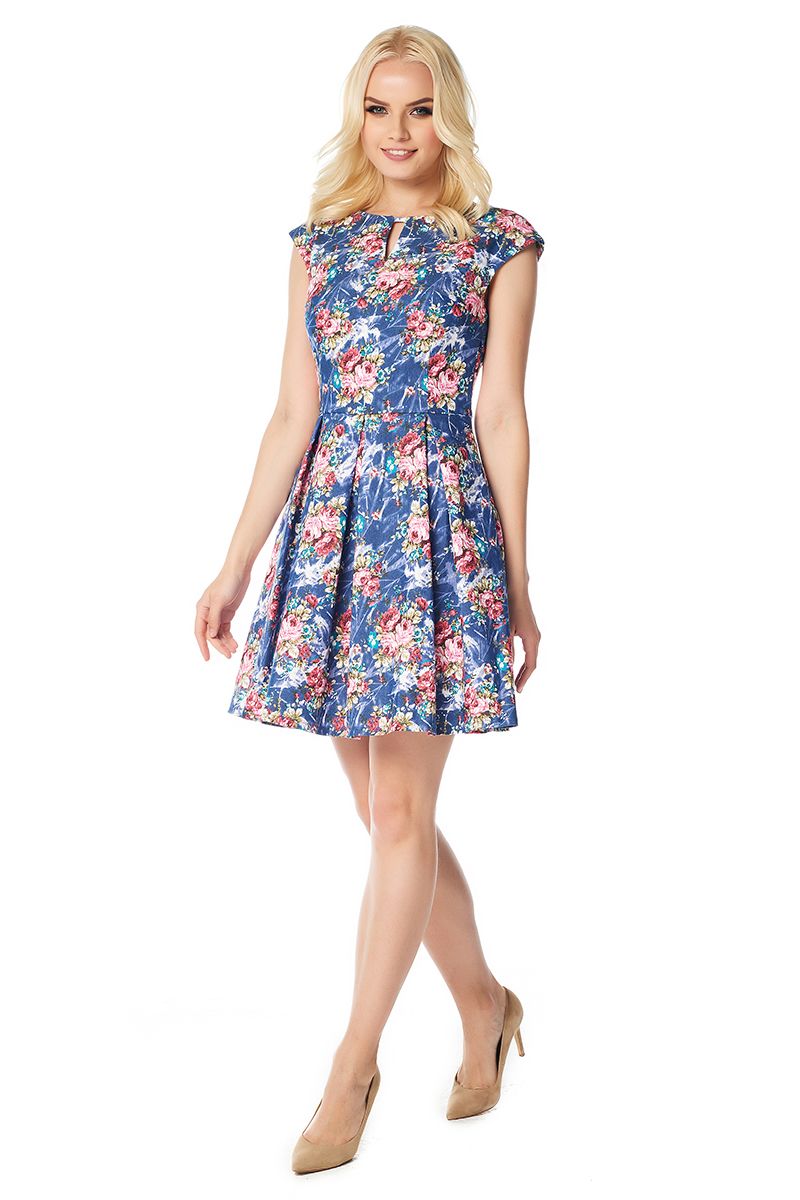 Хлопковое платье со складками на юбке Lala Style 1166-02
