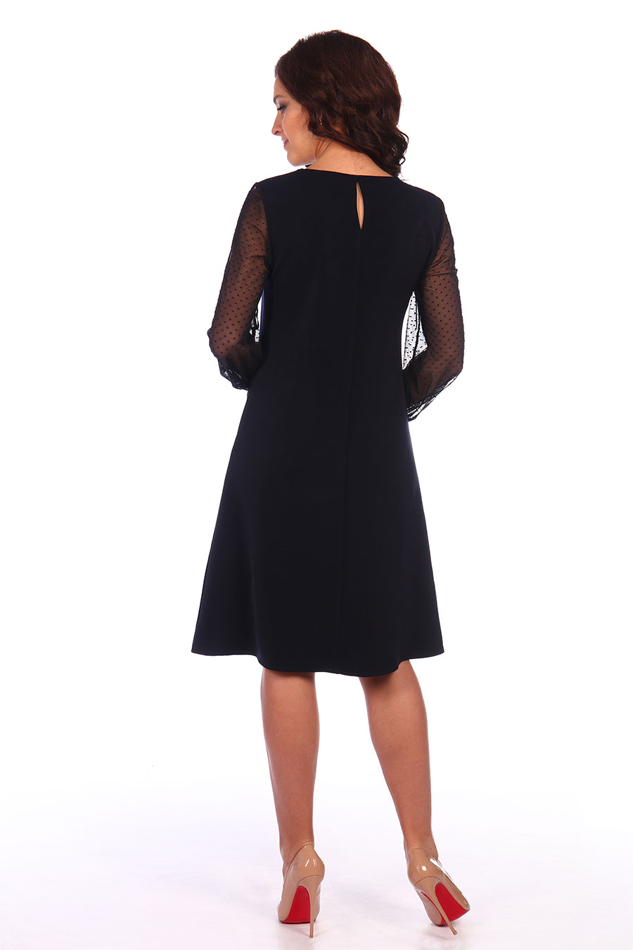 Черное платье с прозрачными рукавами Serenada 2383