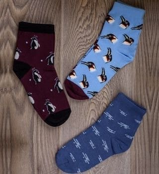 Мужские носки с вывязанными пингвинами 3 пары