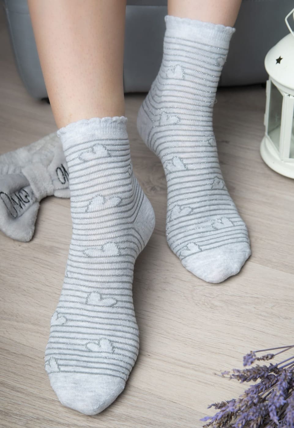 Женские носки с сердечками  - 6 пар.