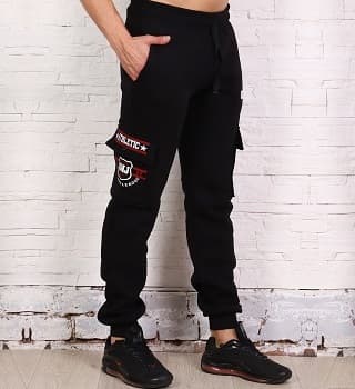 Черные мужские штаны с накладными карманами на манжетах 4963 