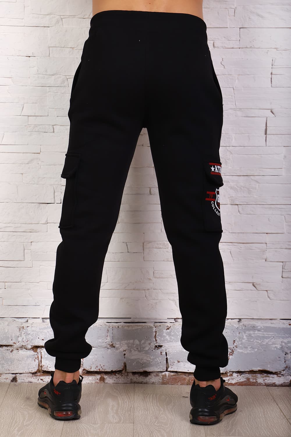 Черные мужские штаны с накладными карманами на манжетах 4963 