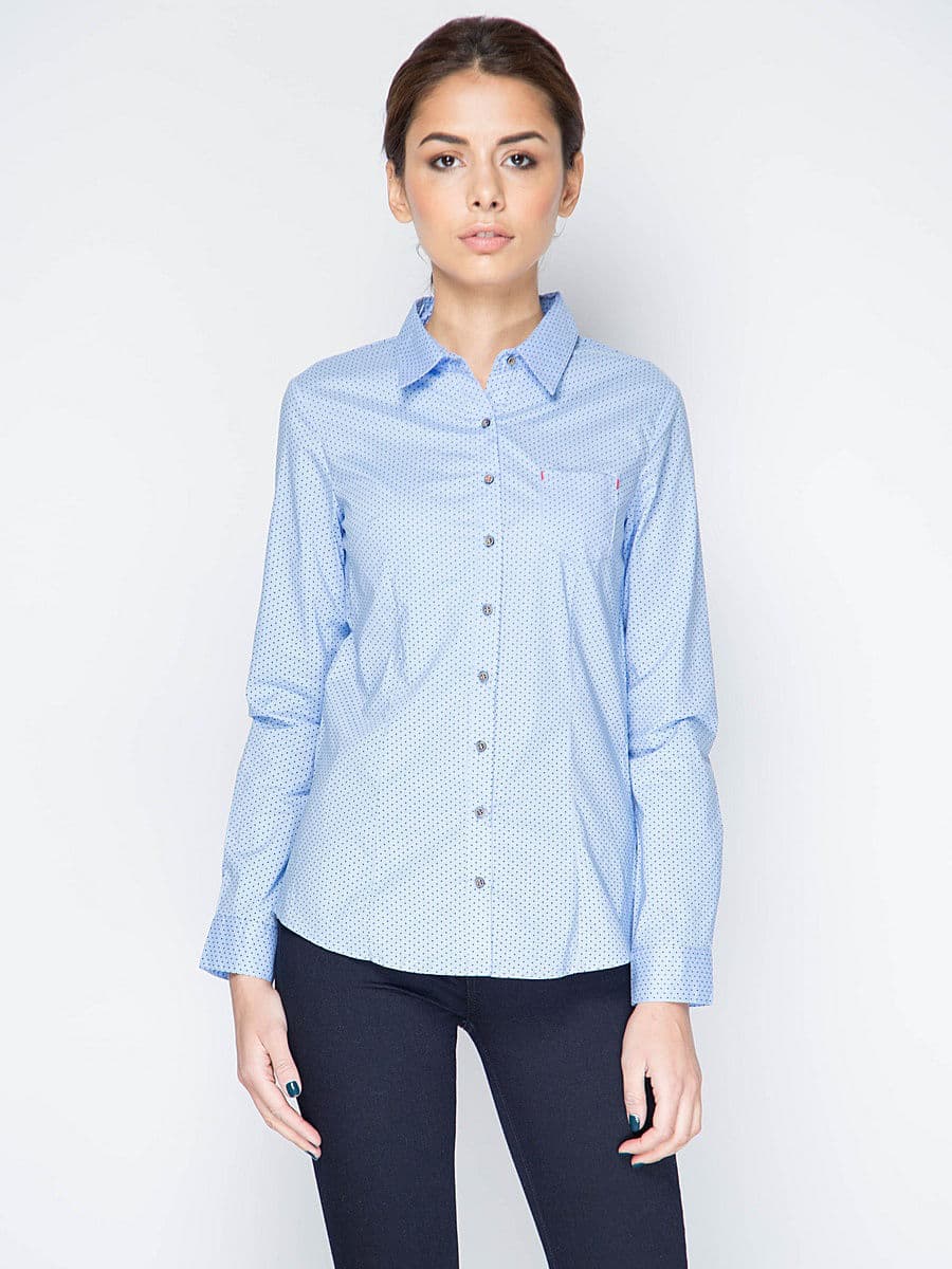 Приталенная голубая рубашка Marimay 15113