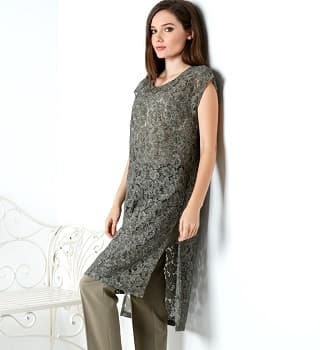 Платье туника кружевная хаки Top Design A20 054
