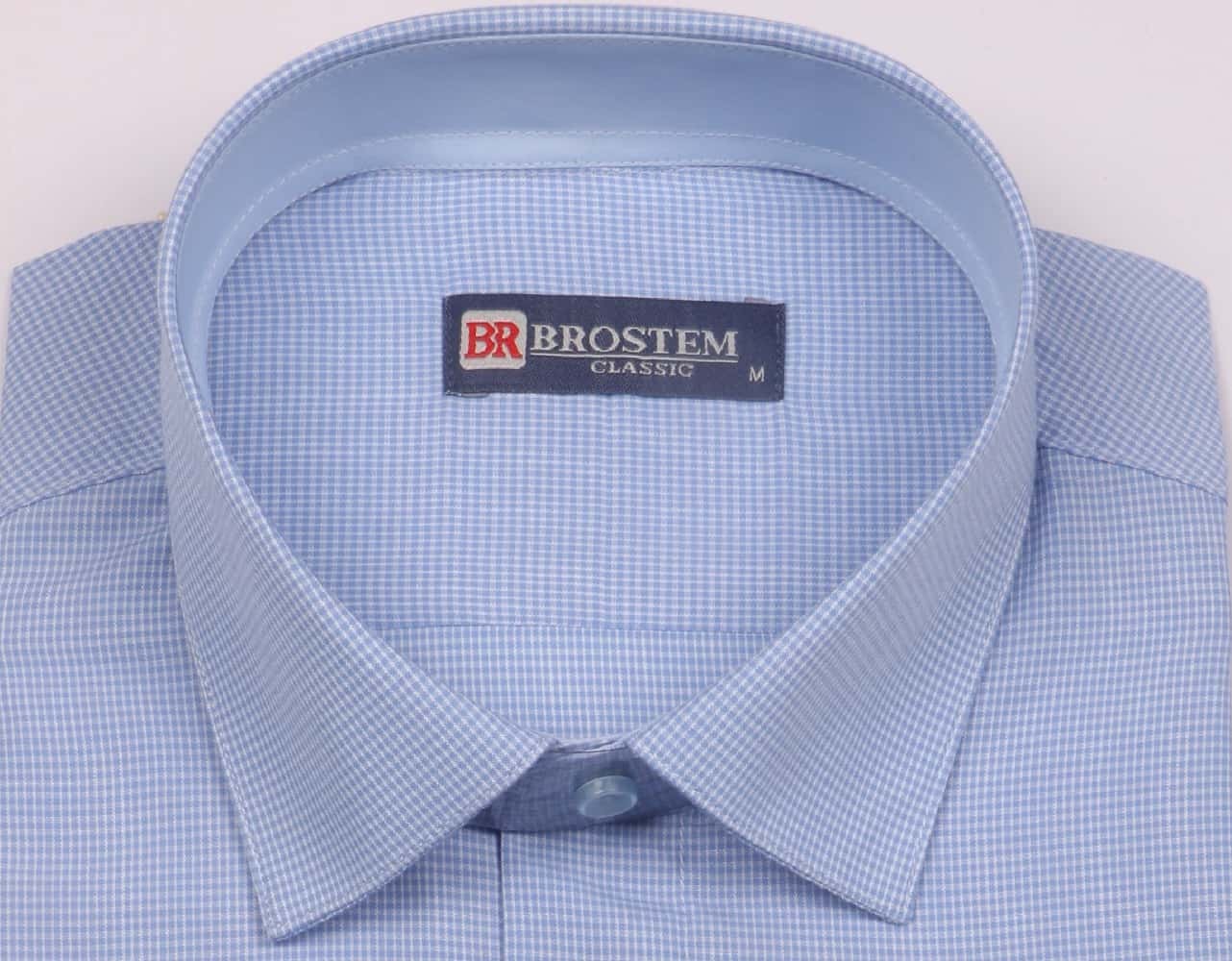 Голубая мужская рубашка в мелкую клетку Brostem 3LBM8+5